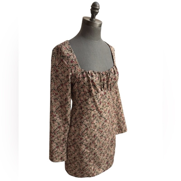 Zara Rose Floral Print Mini Dress Medium - Picture 5 of 15